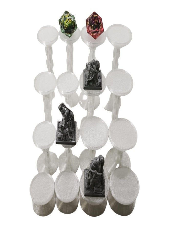 XJPONGC 16PCS Combat Risers for Flying Miniatures, DND Tabletop TRPG Terrain Flight Stands, Raised Platforms,1inch and 1.5inch incoulded 4 Different Heights with Stands and Bases,Crystal White - Image 4